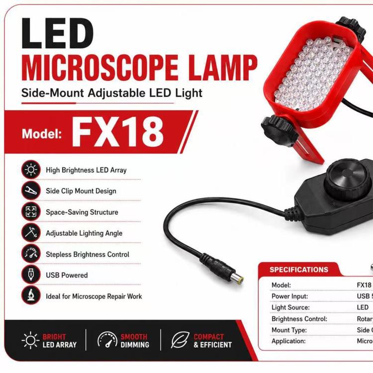 FX18 Side-Mounted High-Brightness Adjustable-Focus LED Microscope Light Source, FX18