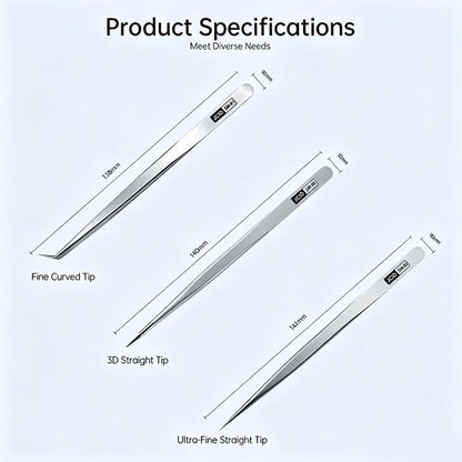 JCID SW Series Non-magnetic Stainless Steel Flying Wire Alloy Tweezers, SW-01 / 2D, SW-02 / 2D, SW-03 / 3D