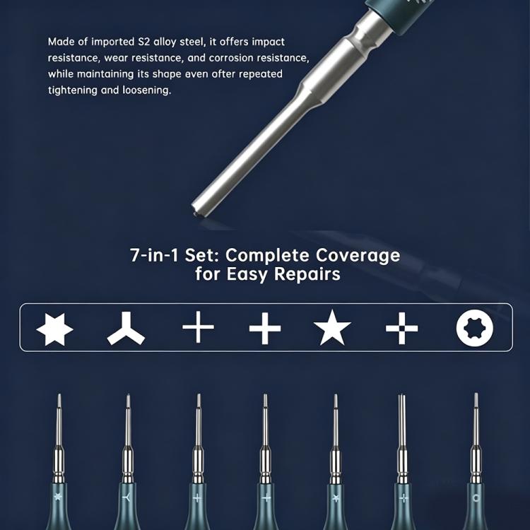 JCID S1-E 7 in 1 Magnetic S2 Alloy 2D Screwdriver Set For iPhone 17 Series