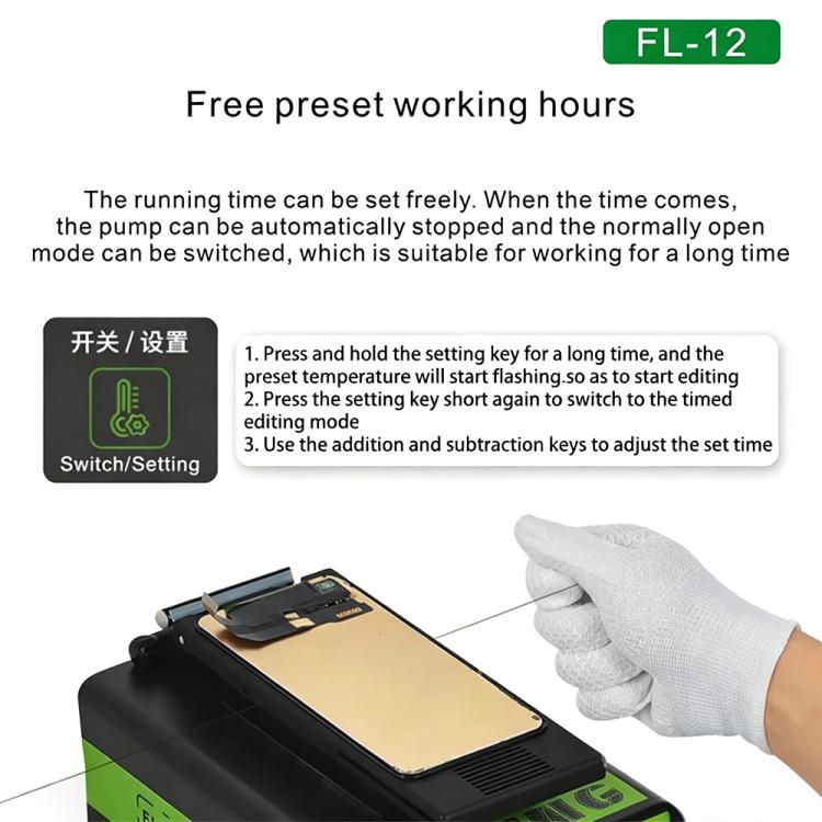 MIJING FL-12 Multi-Functional 360 Rotating Built-in Vacuum Pump Display Screen Heating Separator, EU Plug, US Plug