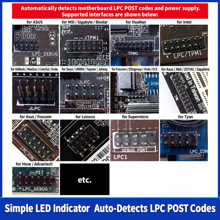 TL460s Plus PCIe LPC Debug Test Diagnostic Card