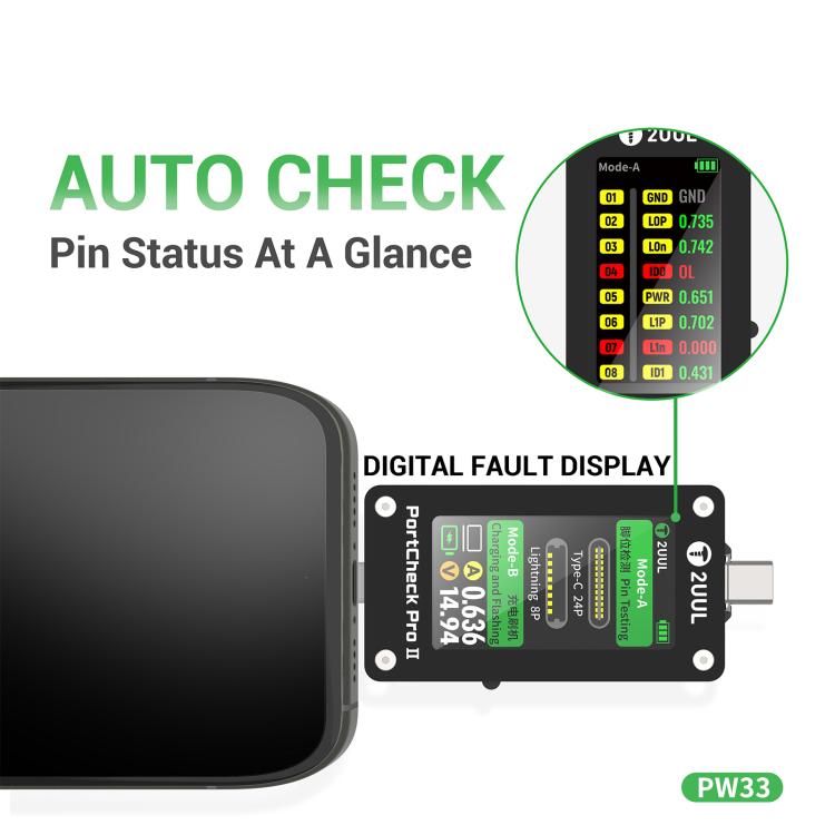 2UUL PW33 PortCheck Pro II Charge Port 2 in 1 Function Tester
