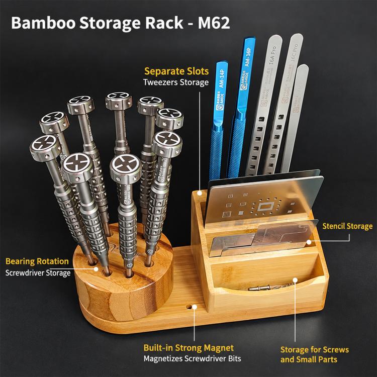 AMAOE M62 Bamboo Rotating Tool Organizer
