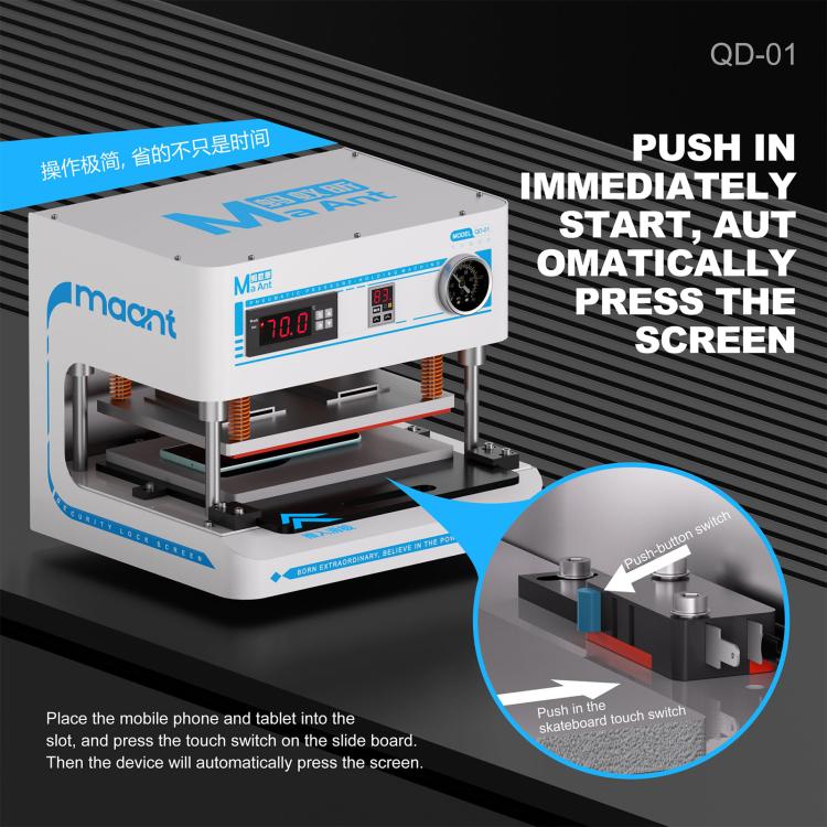 MaAnt QD-01 Inertial Pneumatic Pressure-Holding Fixture for Under 8-inch Screen / Back Cover, EU Plug, US Plug