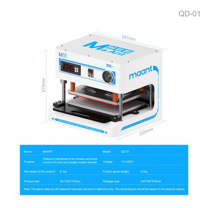 MaAnt QD-01 Inertial Pneumatic Pressure-Holding Fixture for Under 8-inch Screen / Back Cover, EU Plug, US Plug