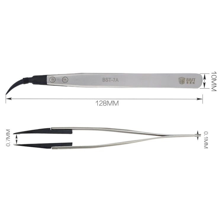 BEST BST-7A  Curved Head Tweezers for Mobile Phone / Computer Repair, BST-7A