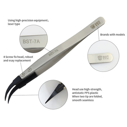 BEST BST-7A  Curved Head Tweezers for Mobile Phone / Computer Repair, BST-7A