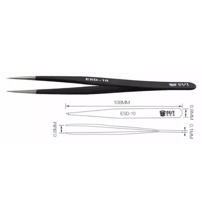 BEST BST-10 Precision Anti-static ESD Stainless Steel Tweezers, BST-10
