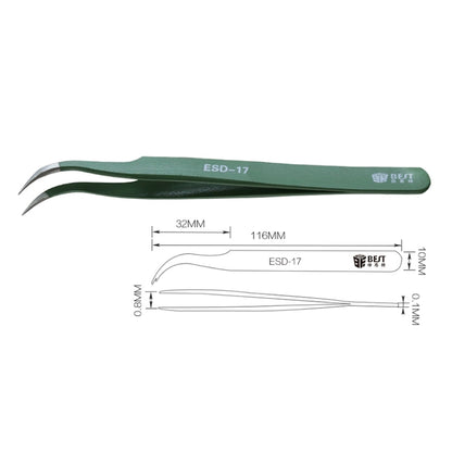 BEST BST-17 Precision Anti-static ESD Stainless Steel Tweezers, BST-17
