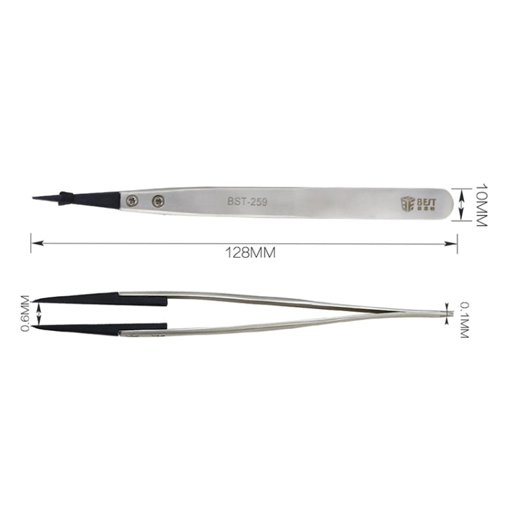 BEST BST-259 Stainless Steel Snti Static Tweezer, BST-259
