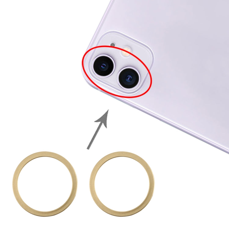2 PCS Rear Camera Glass Lens Metal Protector Hoop Ring for iPhone 11, For iPhone 11