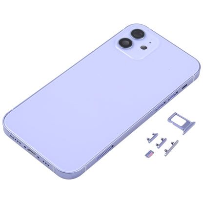 Back Housing Cover with SIM Card Tray & Side  Keys & Camera Lens for iPhone 12(White), Back Housing Cover for 12, For iPhone 12(with SIM Card Tray), For iPhone 12(with Card Tray)