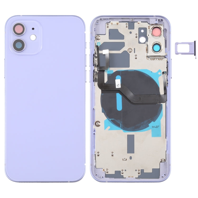 Battery Back Cover (with Side Keys & Card Tray & Power + Volume Flex Cable & Wireless Charging Module) for iPhone 12, For iPhone 12