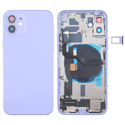Battery Back Cover Assembly (with Side Keys & Speaker Ringer Buzzer & Motor & Camera Lens & Card Tray & Power Button + Volume Button + Charging Port & Wireless Charging Module) for iPhone 12, For iPhone 12(Assembly)