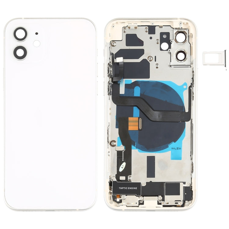 Battery Back Cover Assembly (with Side Keys & Speaker Ringer Buzzer & Motor & Camera Lens & Card Tray & Power Button + Volume Button + Charging Port & Wireless Charging Module) for iPhone 12, For iPhone 12(Assembly)
