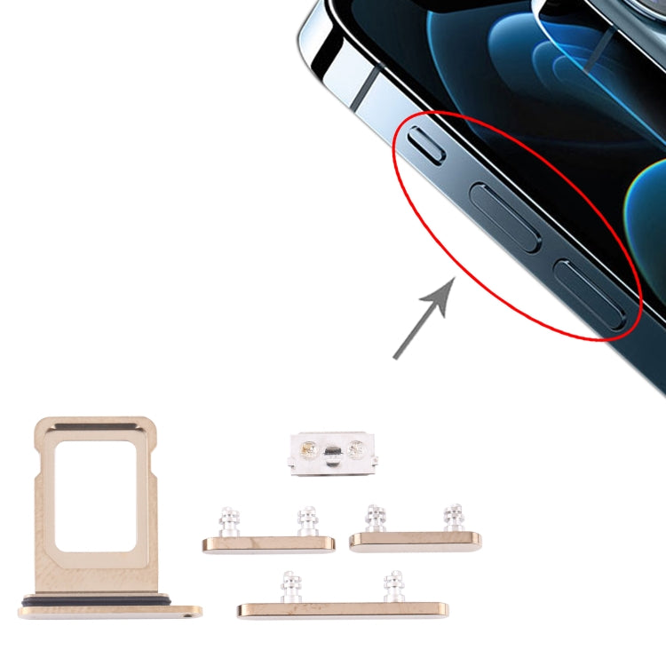 SIM Card Tray + Side Keys for iPhone 12 Pro Max, For iPhone 12 Pro Max (Single card)