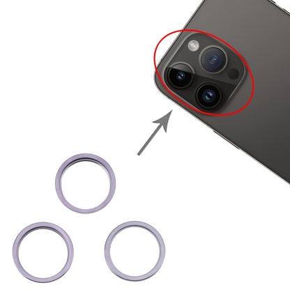 For iPhone 14 Pro Max 3PCS Rear Camera Glass Lens Metal Outside Protector Hoop Ring, For iPhone 14 Pro Max