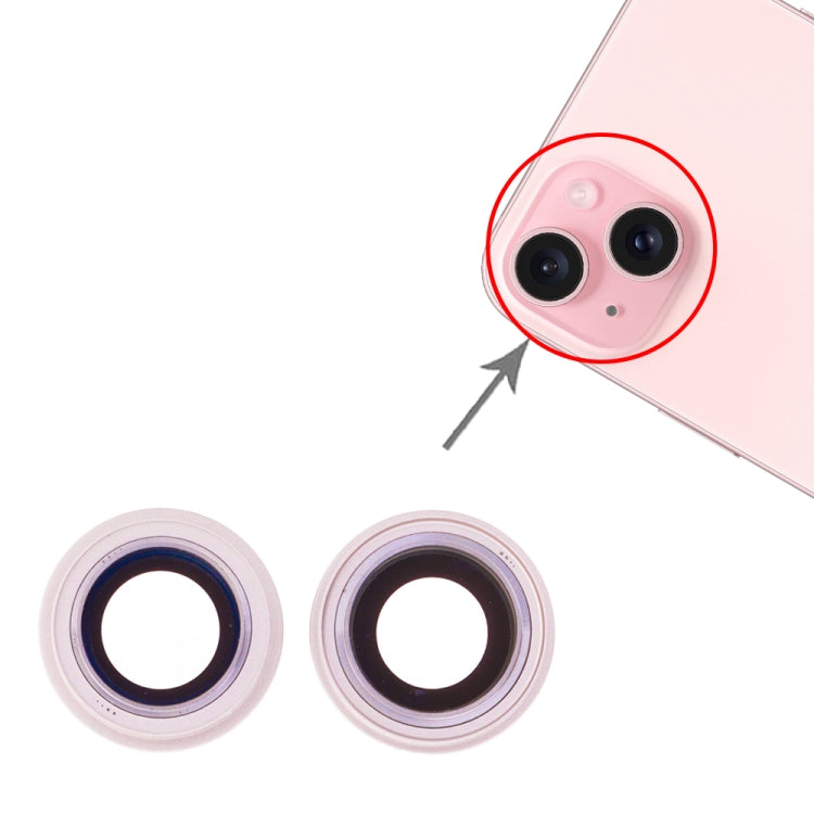 For iPhone 15 / 15 Plus 1set Camera Lens Cover, For iPhone 15 / 15 Plus, For iPhone 15 / 15 Plus (Pink)