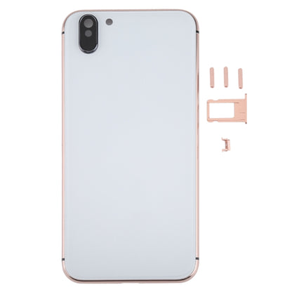 5 in 1 Full Assembly Metal Housing Cover with Appearance Imitation of iX for iPhone 6, Including Back Cover & Card Tray & Volume Control Key & Power Button & Mute Switch Vibrator Key, No Headphone Jack (Gold+White), For iP6 to iPX