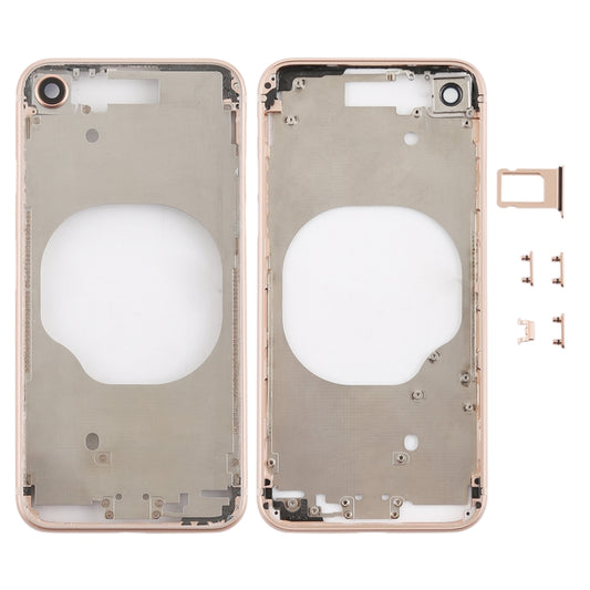 Transparent Battery Back Cover with Camera Lens Frame & SIM Card Tray & Side Keys for iPhone 8, For iPhone 8 (Transparent Gold)