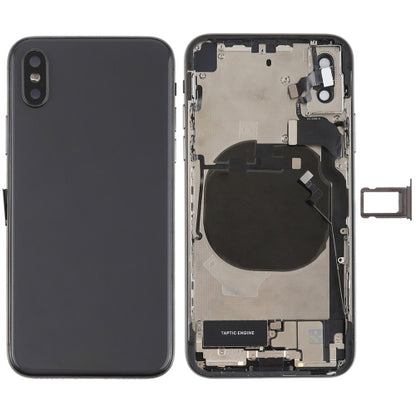Battery Back Cover Assembly with Side Keys & Vibrator & Speaker Ringer Buzzer & Power Button + Volume Button Flex Cable & Card Tray & Battery Adhesive for iPhone X, For iPhone X