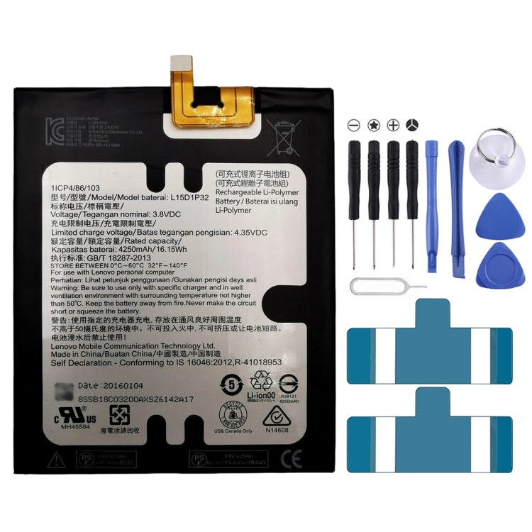 4250mAh L15D1P32 Li-Polymer Battery for Lenovo Tab3 8 Plus TB-8703F 8703N 8703X, For Lenovo Tab3 8 Plus