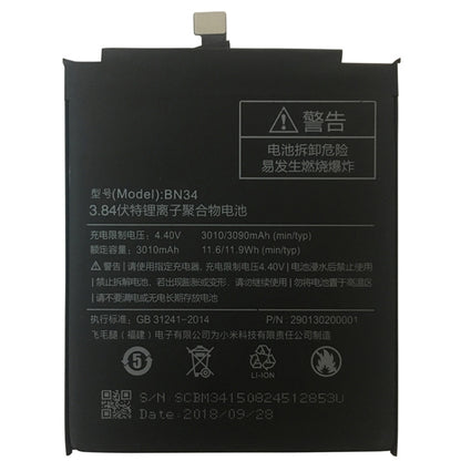 BN34 3010mAh for Xiaomi Redmi 5A Li-Polymer Battery, For Xiaomi Redmi 5A
