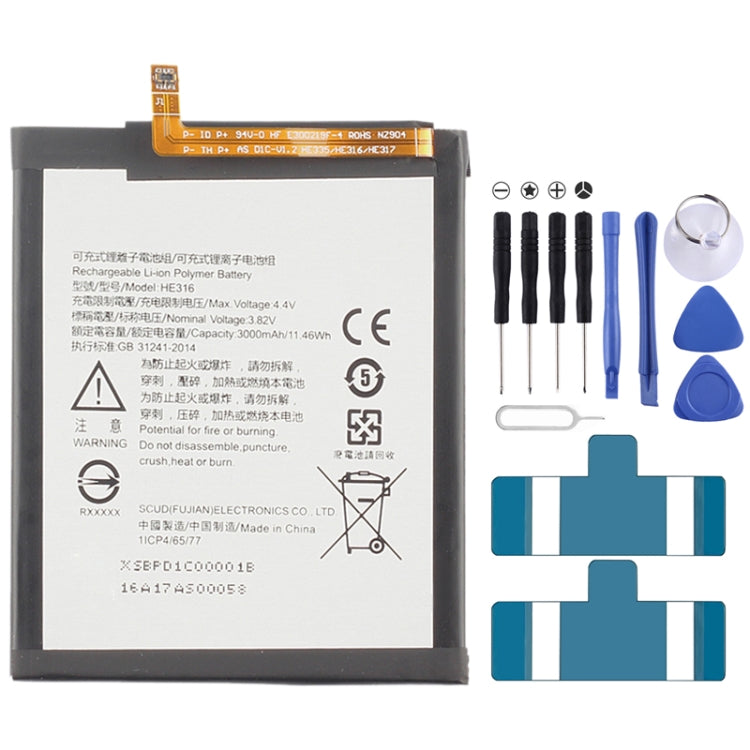 HE316 Li-ion Polymer Battery for Nokia 6 TA-1000 TA-1003, For Nokia 6