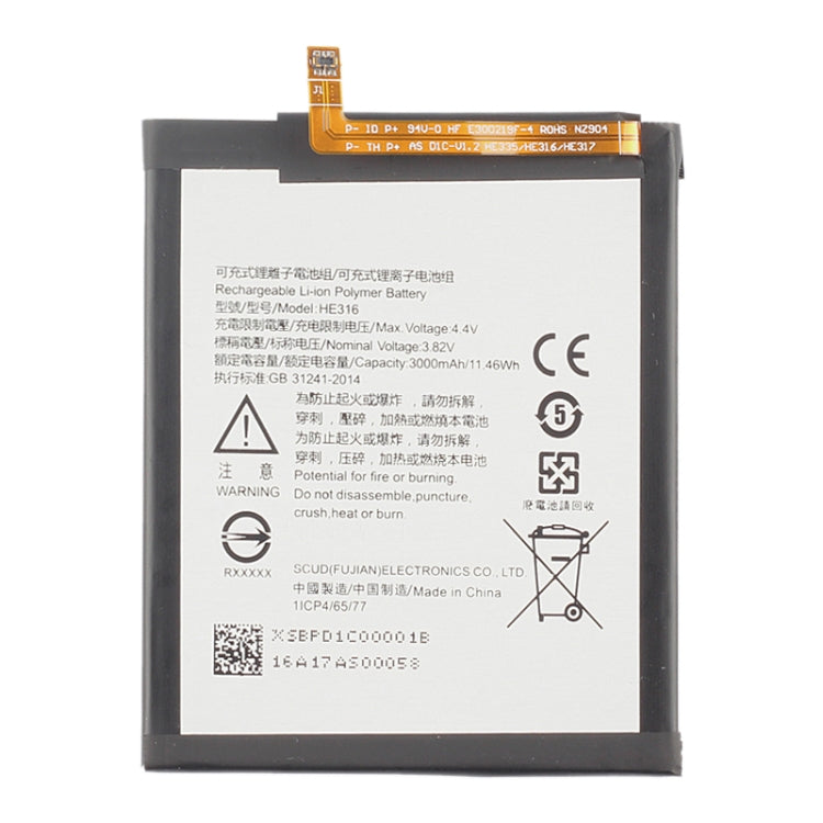 HE316 Li-ion Polymer Battery for Nokia 6 TA-1000 TA-1003, For Nokia 6