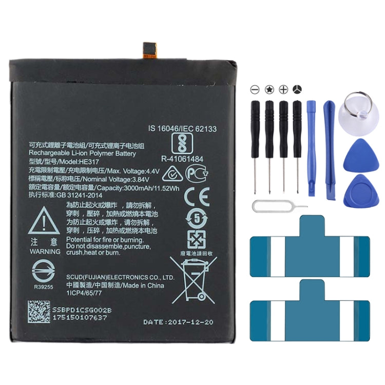 HE317 Li-ion Polymer Battery for Nokia 6 TA-1000 TA-1003 TA-1021 TA-1025 TA-1033 TA-1039