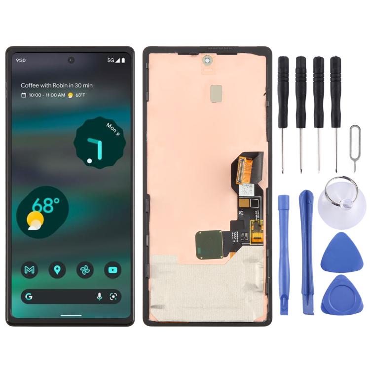 For Google Pixel 6A GX7AS GB62Z G1AZG Original LCD Screen Digitizer Full Assembly with Frame, Including Fingerprint Flex Cable