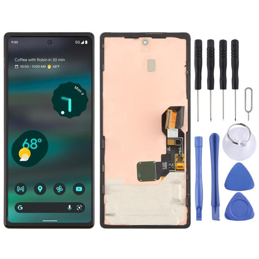 For Google Pixel 6A GX7AS GB62Z G1AZG Original LCD Screen Digitizer Full Assembly with Frame, Including Fingerprint Flex Cable