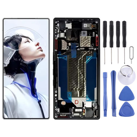 For ZTE nubia RedMagic 11 Pro AMOLED Original LCD Screen Digitizer Full Assembly with Frame / Fingerprint Flex Cable, For ZTE RedMagic 11 Pro (Original)