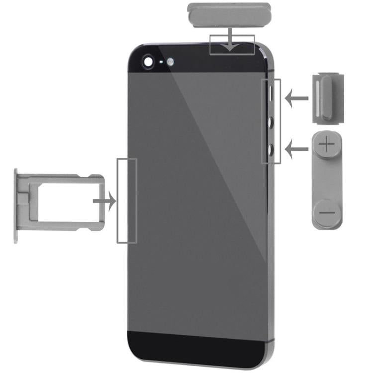 4 in 1 for iPhone 5 & 5S Original Alloy Material Colorful Nano SIM Card Tray + Volume Button + Power Button + Mute Button, For iPhone 5 & 5S