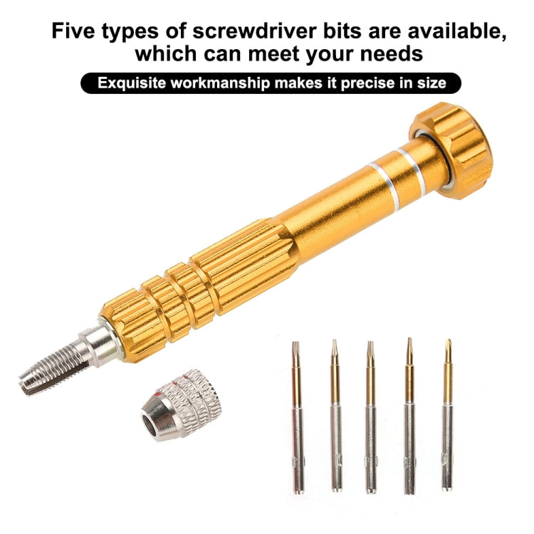 5 in 1 Gold Series Screwdriver Sets (T5 / T6 / 1.2 / 1.5 / 0.8), 5 in 1