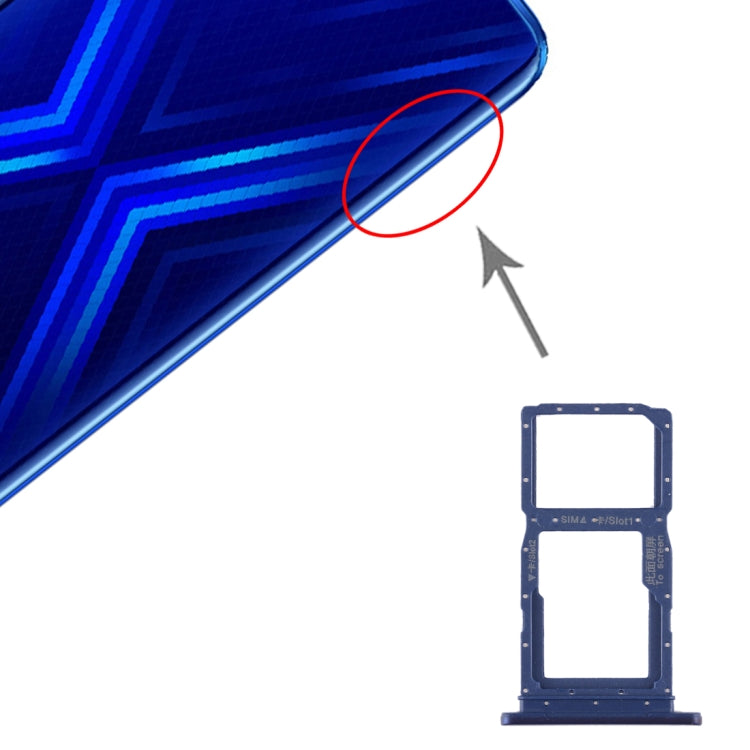 SIM Card Tray + SIM Card Tray / Micro SD Card Tray for Huawei Honor 9X / Honor 9X Pro, For Huawei Honor 9X, For Huawei Honor 9X(Dark Blue), For Huawei Honor 9X(Baby Blue)
