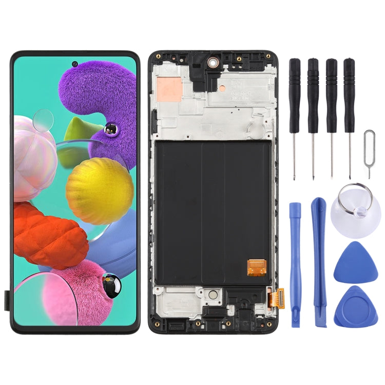 Original Super AMOLED Material LCD Screen and Digitizer Full Assembly with Frame for Galaxy A51 4G, For Samsung Galaxy A51 4G(Original with Frame)