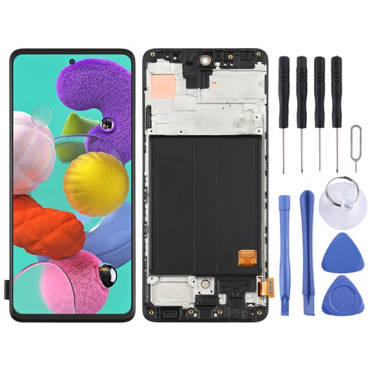 Original Super AMOLED Material LCD Screen and Digitizer Full Assembly with Frame for Galaxy A51 4G, For Samsung Galaxy A51 4G(Original with Frame)