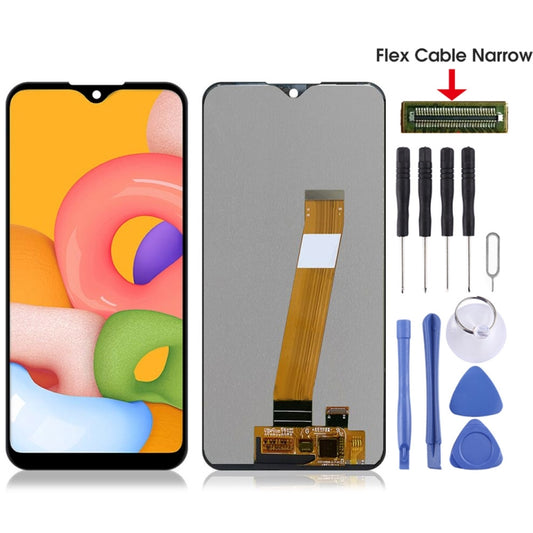 Original PLS TFT Material LCD Screen and Digitizer Full Assembly (Flex Cable Narrow) for Galaxy A01, For Samsung Galaxy A01 SM-A015F(Original )(Narrow)