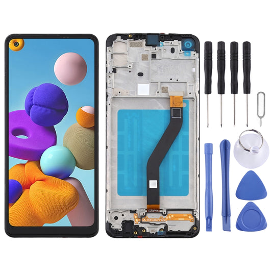 LCD Screen and Digitizer Full Assembly With Frame for Samsung Galaxy A21 / SM-A215, For Samsung Galaxy A21