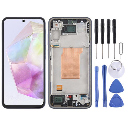 For Samsung Galaxy A35 SM-A356B OLED LCD Screen Digitizer Full Assembly with Frame