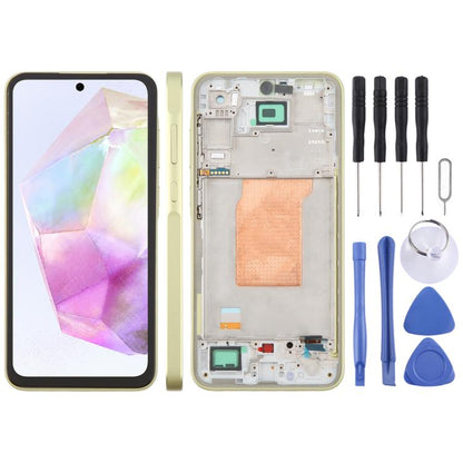 For Galaxy A35 SM-A356B incell LCD Screen Digitizer Full Assembly with Frame, Not Supporting Fingerprint Identification, For Samsung Galaxy A35