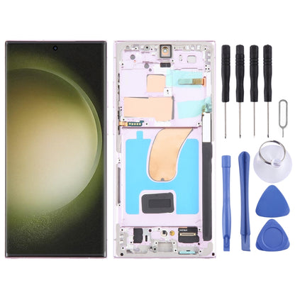 For Samsung Galaxy S23 Ultra 5G SM-S918U US Edition OLED LCD Screen Digitizer Full Assembly with Frame