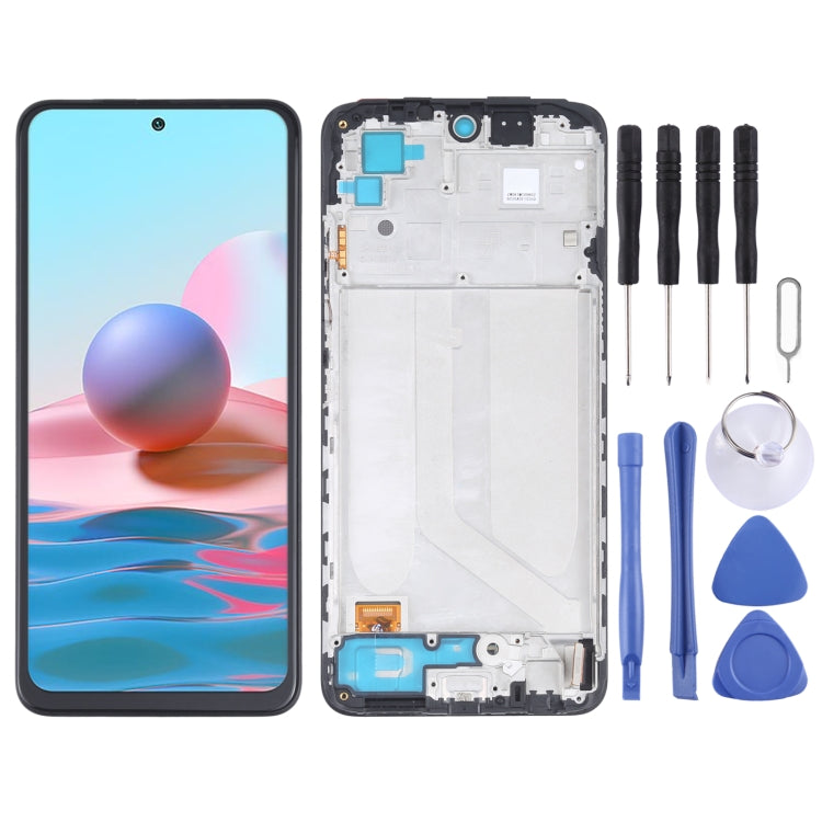 OLED Material LCD Screen and Digitizer Full Assembly With Frame for Xiaomi Redmi Note 10 4G / Redmi Note 10s 4G / Redmi Note 11 SE India / Poco M5s  M2101K7AI M2101K7AG M2101K7BG M2101K7BI M2101K7BNY�����������������������������������������������������...