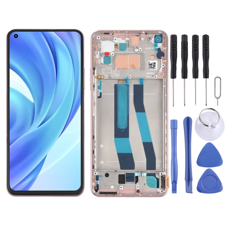 Original LCD Screen and Digitizer Full Assembly With Frame for Xiaomi Mi 11 Lite 4G/11 Lite 5G NE M2101K9AG M2101K9AI, For Xiaomi Mi 11 Lite 4G (Original)