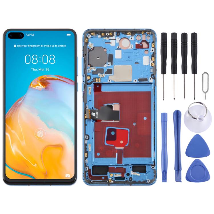 For Huawei P40 TFT LCD Screen Digitizer Full Assembly with Frame, Not Supporting Fingerprint Identification