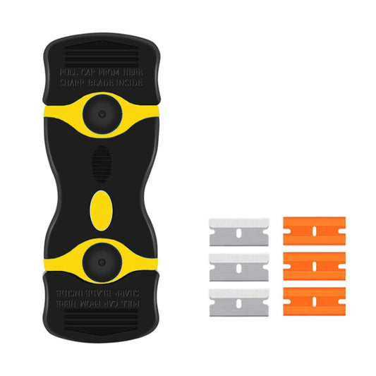 Double Headed Scraper Blade Glue Squeegee Remover Cleaner Tool, Double Headed (Yellow), Double Headed  (Orange), Double Headed  (Blue)