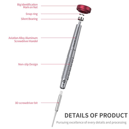Qianli iFlying 3D Aluminum Handle Anti-slip Screwdriver, Pentalobe, Philips, Tri-point, Pentalobe