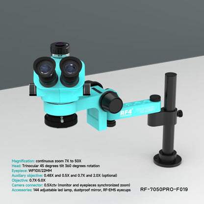 RF4 RF7050PRO-FO19 360 Degree Adjustable Universal Telescopic Rotating Lifting Microscope with Silicone Pad, RF7050PRO-FO19