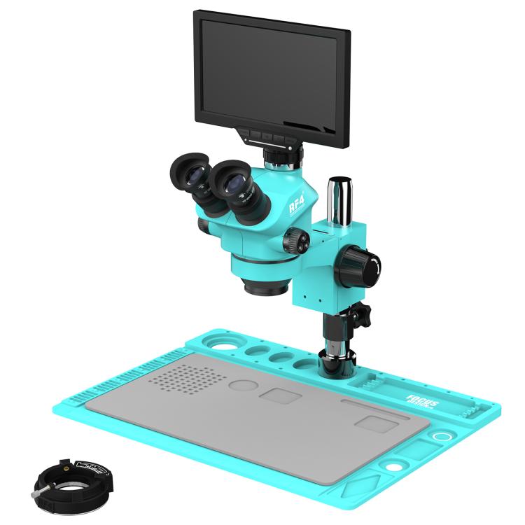 RF4 RF7050TVD2-YS010W 7-50X Synchronous Zoom Trinocular Microscope with 10-inch 1080P HD Monitor, RF7050TVD2-YS010W